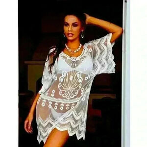 Sexy White Flower Cover Up